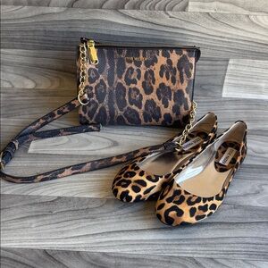 Steve Madden Leopard Print Bag and Flats size 8.5